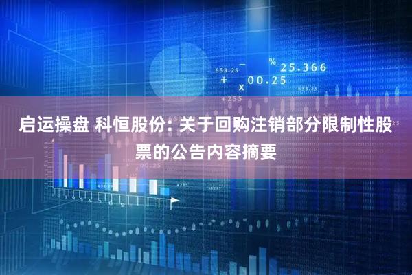 启运操盘 科恒股份: 关于回购注销部分限制性股票的公告内容摘要