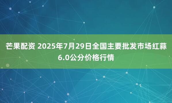 芒果配资 2025年7月29日全国主要批发市场红蒜6.0公分价格行情
