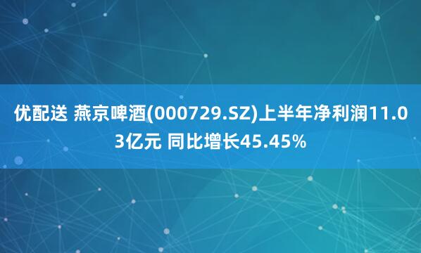 优配送 燕京啤酒(000729.SZ)上半年净利润11.03亿元 同比增长45.45%