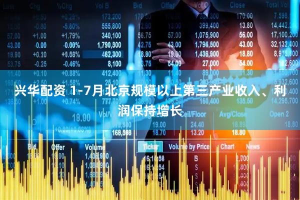 兴华配资 1-7月北京规模以上第三产业收入、利润保持增长